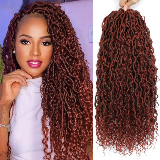 24 Inch 8 Packs Goddess Locs Crochet Hair Natural Looking, Bohemian River Goddess Crochet Braiding Hair Trendy & Edgy Faux Locs Crochet Hair Fashion for Women Kids (#350) 24 Inch (Pack of 8) #350