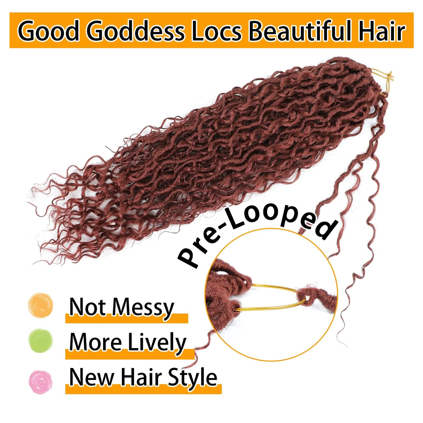 24 Inch 8 Packs Goddess Locs Crochet Hair Natural Looking, Bohemian River Goddess Crochet Braiding Hair Trendy & Edgy Faux Locs Crochet Hair Fashion for Women Kids (#350) 24 Inch (Pack of 8) #350