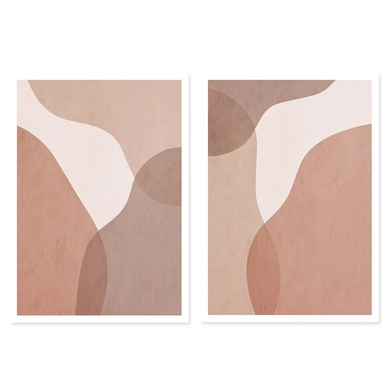 Abstract Beige Geometric Canvas Wall Art - Decorative Posters and Prints